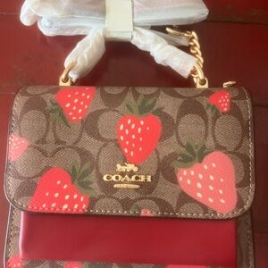 Coach Coach Mini Klare Crossbody In Signature Canvas With Wild Strawberry Print